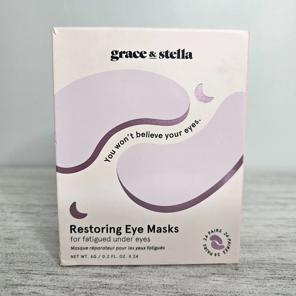 24 PAIR: Grace‎ & Stella Restoring Eye Masks-Purple EXP 07/2027 NEW